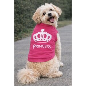 Pink Princess Crown Dog Tank Top Fuchsia Pink Dog Shirt FOR SMALL BREEDS